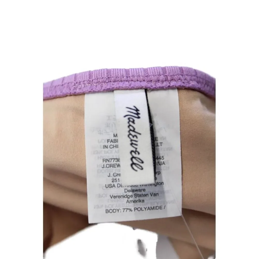 Madewell Womens Full Coverage Ribbed Knit Striped Bikini Bottoms Purple Small
